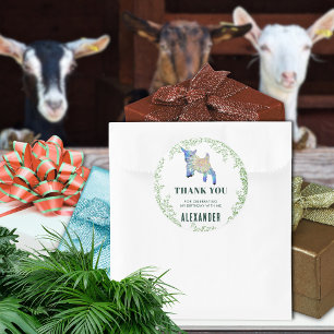 Adesivo Quadrado Festa de Aniversário da Cabra Saltitante Obrigado