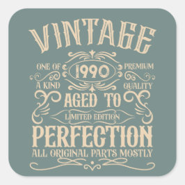 Adesivo Quadrado Festa de aniversário de 35ª safra personalizada