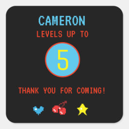 Adesivo Quadrado Festa de aniversário de 5 personalizada para jogad