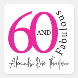 Adesivo Quadrado Festa de Aniversário de 60 anos Moderna e Fabulosa