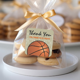 Adesivo Quadrado Festa de aniversário de basquete para crianças