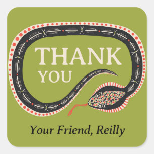 Adesivo Quadrado Festa de aniversário de Cobra de tirante