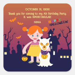 Adesivo Quadrado Festa de aniversário de Costume de Halloween