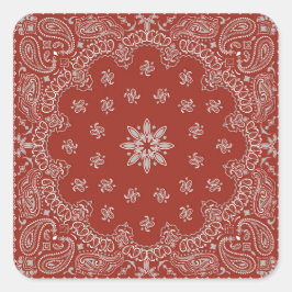 Adesivo Quadrado Festa de aniversário de cowboy Red Bandana