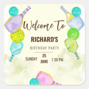 Adesivo Quadrado Festa de aniversário de Esportes de Esportes de Pi