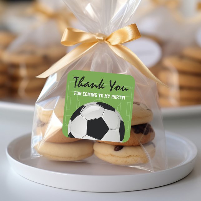 Adesivo Quadrado Festa de aniversário de futebol infantil (Criador carregado)