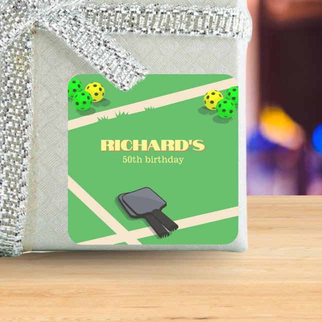 Adesivo Quadrado Festa de aniversário De Jantar Esportiva Com Picad (Criador carregado)