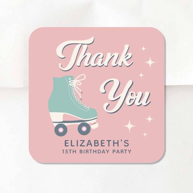 Adesivo Quadrado Festa de aniversario de meninas de Rastreamento do (Criador carregado)