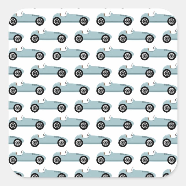 Adesivo Quadrado Festa de Aniversário de Menino com Carro de Corrid (Frente)