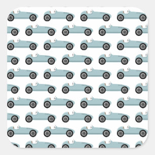 Adesivo Quadrado Festa de Aniversário de Menino com Carro de Corrid