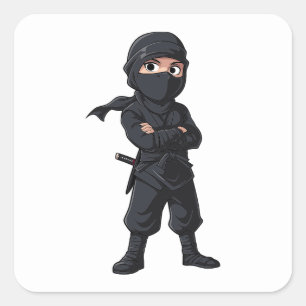 Adesivo Quadrado Festa de aniversário de Ninja Warrior Boys