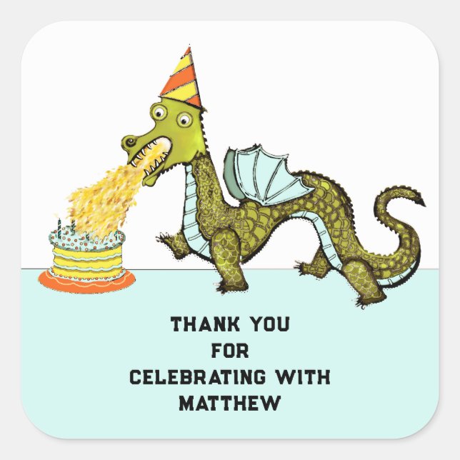 Adesivo Quadrado Festa de aniversário do menino Obrigado (Frente)