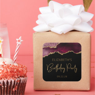 Adesivo Quadrado Festa de aniversário Dourada da Borda do Chic Agat