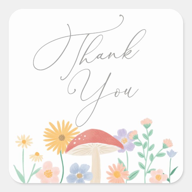 Adesivo Quadrado Festa de aniversário Fada Floral (Frente)