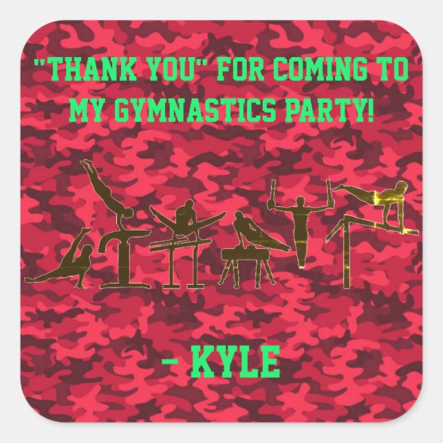 ADESIVO QUADRADO FESTA DE ANIVERSÁRIO GINÁSTICA DOS MENINOS PERSONA (Frente)