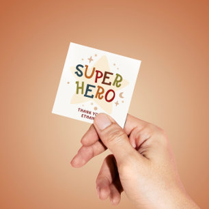 Adesivo Quadrado Festa de Aniversário Infantil Super-Heróis Animais