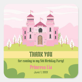 Adesivo Quadrado Festa de aniversário Real Princesa