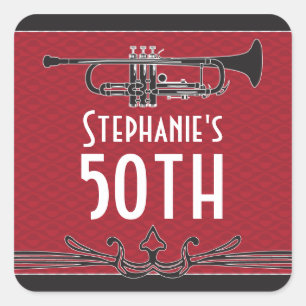 Adesivo Quadrado Festa de aniversário rujindo do Speakeasy 50th do