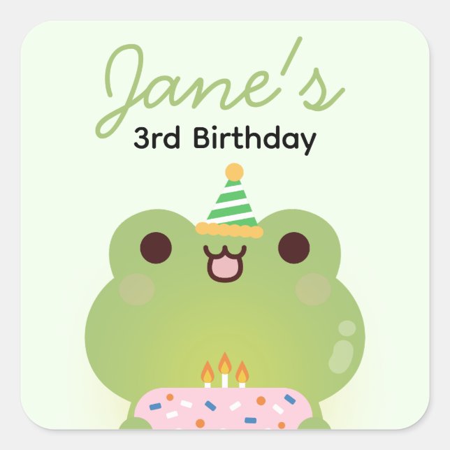 Adesivo Quadrado Festa de aniversário Simples e Bonita (Frente)