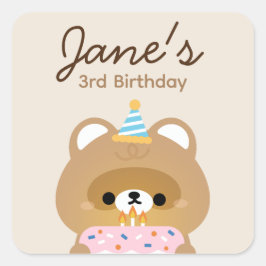 Adesivo Quadrado Festa de aniversário Simples e Bonita