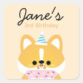 Adesivo Quadrado Festa de aniversário Simples e Bonita