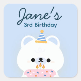 Adesivo Quadrado Festa de aniversário Simples e Bonita