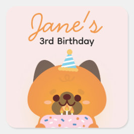 Adesivo Quadrado Festa de aniversário Simples e Bonita