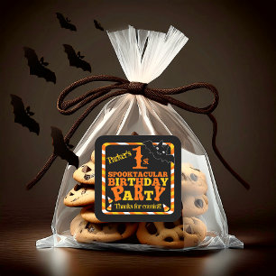 Adesivo Quadrado Festa de aniversário Spooktacular do Halloween 1 