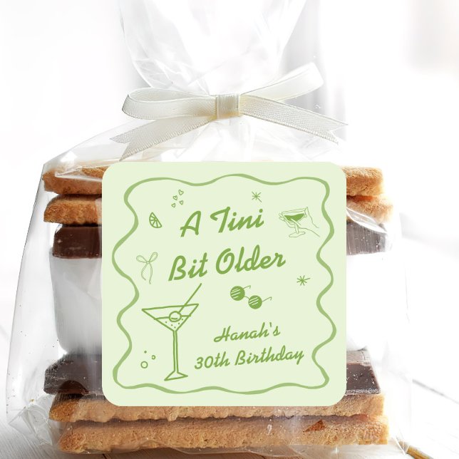 Adesivo Quadrado Festa de aniversário temática Green Martini (Criador carregado)