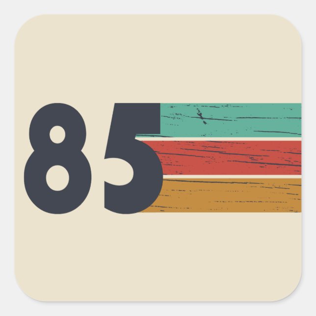 Adesivo Quadrado Festa de aniversário vintage de 1985 (Frente)