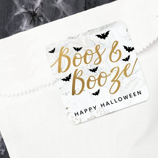 Adesivo Quadrado Festa de Boos e Booze Halloween (Criador carregado)