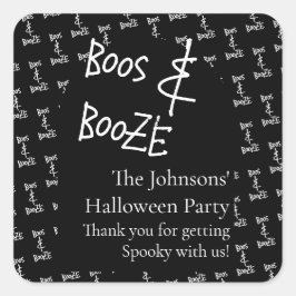 Adesivo Quadrado Festa de Boos e Booze Halloween Obrigado
