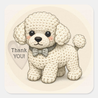 Adesivo Quadrado Festa de Cachorrinho de Poodle Adorável Ilustração