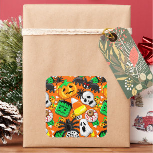 Adesivo Quadrado Festa de Candies do Halloween Spooky