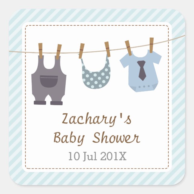 Adesivo Quadrado Festa de Chá de Bebês Moderno (Frente)