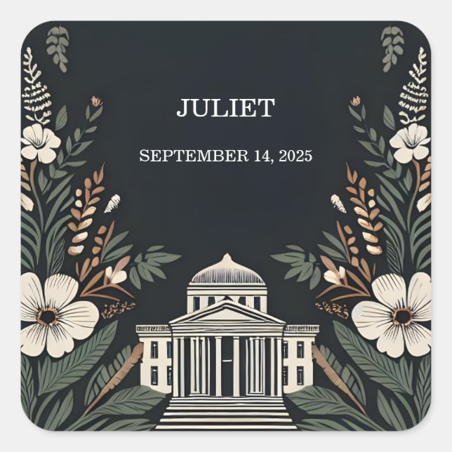 Adesivo Quadrado Festa de Chá de Cozinha no Tribunal dos Anos 70 e  (Frente)