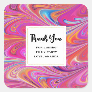 Adesivo Quadrado Festa de design abstrata de espirais cor-de-laranj