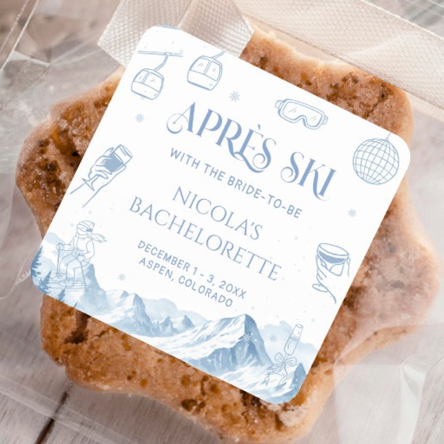 Adesivo Quadrado Festa de Despedida de Solteira Apres Ski de Invern (Criador carregado)