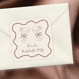 Adesivo Quadrado Festa de Despedida de Solteira com Desenho à Mão d