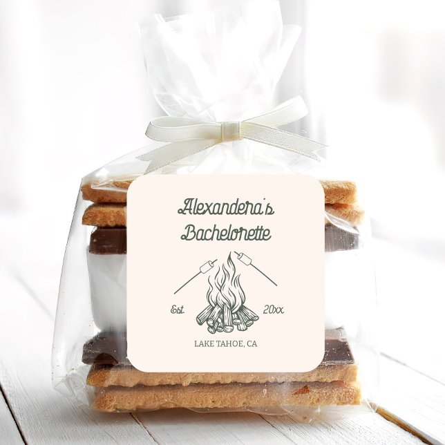 Adesivo Quadrado Festa de Despedida de Solteira no Acampamento  (Criador carregado)