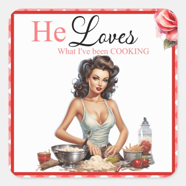 Adesivo Quadrado Festa de Despedida de Solteira Retro Pink Pinup (Frente)