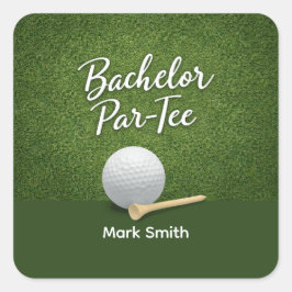 Adesivo Quadrado Festa de Despedida de Solteiro de Golfe no Green