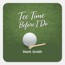 Adesivo Quadrado Festa de Despedida de Solteiro de Golfe no Green