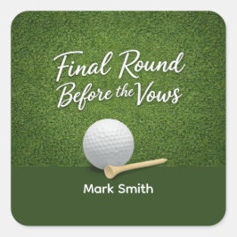 Adesivo Quadrado Festa de Despedida de Solteiro de Golfe no Green