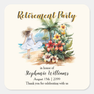 Adesivo Quadrado Festa de Flores de Aloha, Praia da Reforma das Mul