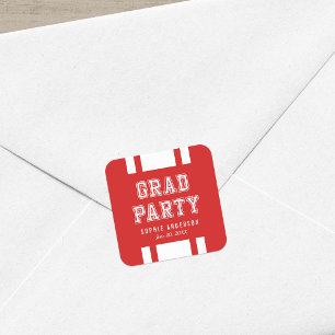 Adesivo Quadrado Festa de formatura de Variável de Cor de Fundo Ed