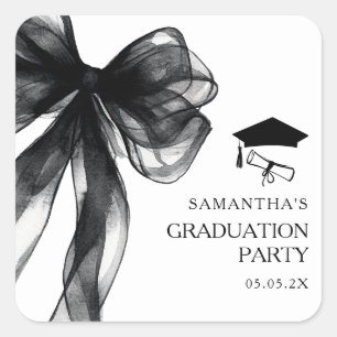 Adesivo Quadrado Festa de formatura preto moderno