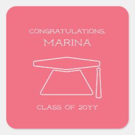 Adesivo Quadrado Festa de formatura rosa personalizada