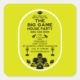 Adesivo Quadrado Festa De Futebol E De Casa De CHURRASCO