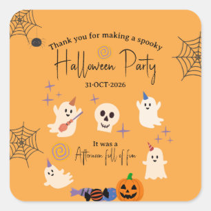 Adesivo Quadrado Festa de Halloween da Família no Escritório com Fa